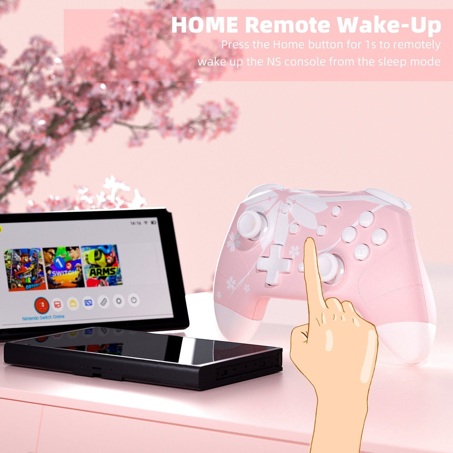 Mytrix Sakura Pink Cherry Wireless Switch Pro Controller for Nintendo Switch, the Newest Switch OLED, and Switch Lite Mytrix Sakura Pink Cherry Wireless Switch Pro Controller for Nintendo Switch, the Newest Switch OLED, and Switch Lite